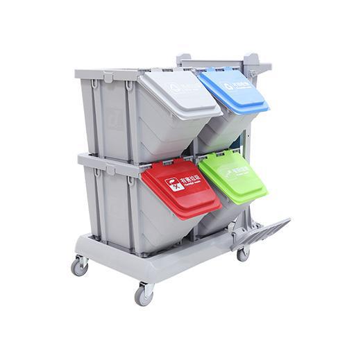 靈動(dòng)型分類(lèi)收納系統清潔車(chē)，配工具袋、4個(gè)25公升分類(lèi)箱 JD T4100