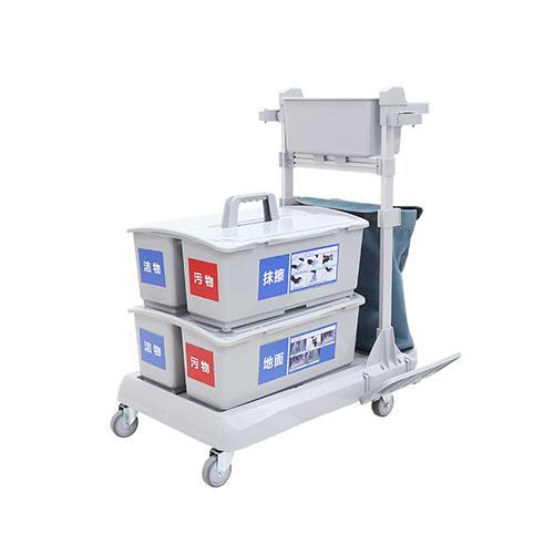 靈動(dòng)型平推系統清潔車(chē)，配垃圾袋，雙格桶x2，含標貼 JD R223
