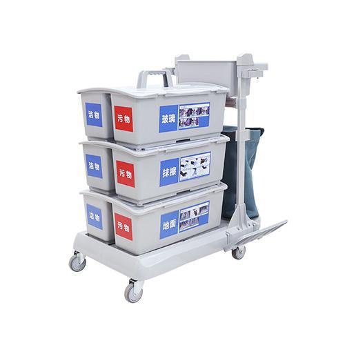 靈動(dòng)型平推系統清潔車(chē) 配垃圾袋、3個(gè)含標貼雙格桶 JD R323