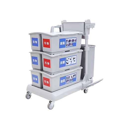 靈動(dòng)型平推系統清潔車(chē) 配23升垃圾桶、3個(gè)雙格桶、2套車(chē)架/箱 JD G323
